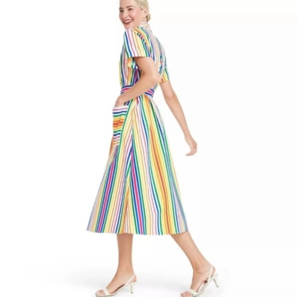 Size 2 Christopher John Rogers Striped Shirtdress - Picture 2 of 7